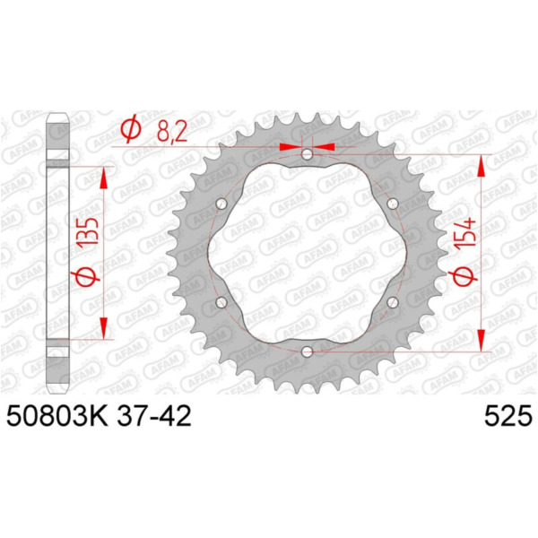 AFAM 50803K-40  Steel Standard Rear Sprocket 50803K - 525 for Ducati 1098, 1198, 1200MONSTER 